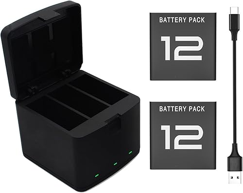 Batería para GoPro Hero 12 Negro 3 Canales Dual Cargador de Batería Compatible con GoPro Hero 12 10 11 9 Negro Dual Battery Charger Station