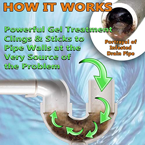 Fruit Fly & Drain Fly Killer Simple Commercial Drain Gel Treatment Eliminates Gross Fruit