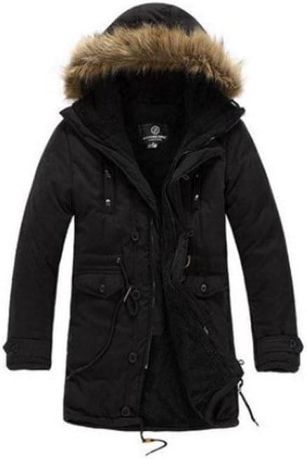 ZNU Men's Luxury Faux Fur Long Winter Trench Coat