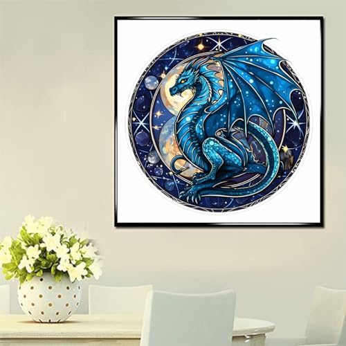 ijbnhd 5D Dragon Stain Glass Diamond Art Kits for Adults 14X14inch - image 3