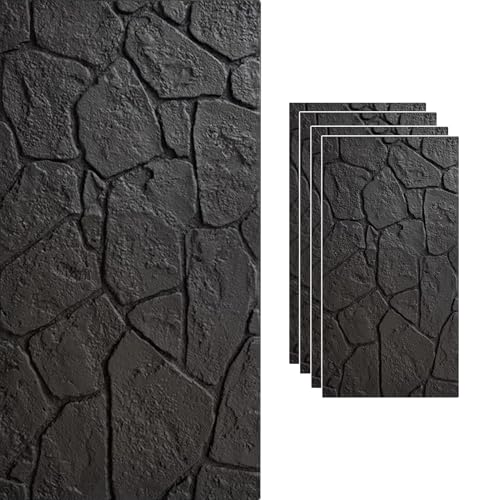 Panneaux de placage en pierre texturée 3D légers Vibeo noir pour habillage mural