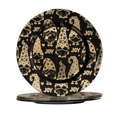 MAONAME 13" Christmas Charger Plates Set of 6, Electroplated Round Chargers for Dinner Plates, Black Christmas Plate Chargers for Table Setting, Wedding Decor