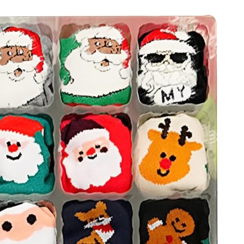 Calcetines de Adviento de Navidad con 12 pares coloridos para adultos 6