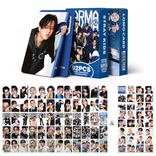 BCHMN Kpop Photocards Stray-Kids, SKZ Tarjetas de Álbum para Fans, KARMA (60 Lomo Tarjetas + 32 Pegatinas, B)