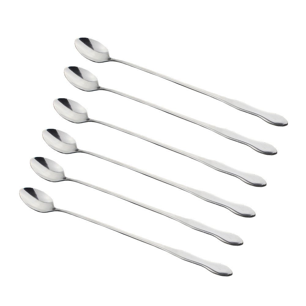 12-inch cuchara larga de té de acero inoxidable para mezclar,agitación de cócteles,café,zumos,juego de 6