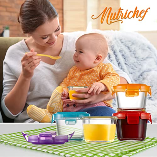 Nutrichef 12Pc Food Storage Containers - 4.48Oz Mini Stackable Superior Premium Glass Meal-Prep W/Airtight Locking Lid, Bpa-Free Leakproof, Freezer-To-Oven-Safe, For Baby Food Snacks Fruits & Nuts #TOP6