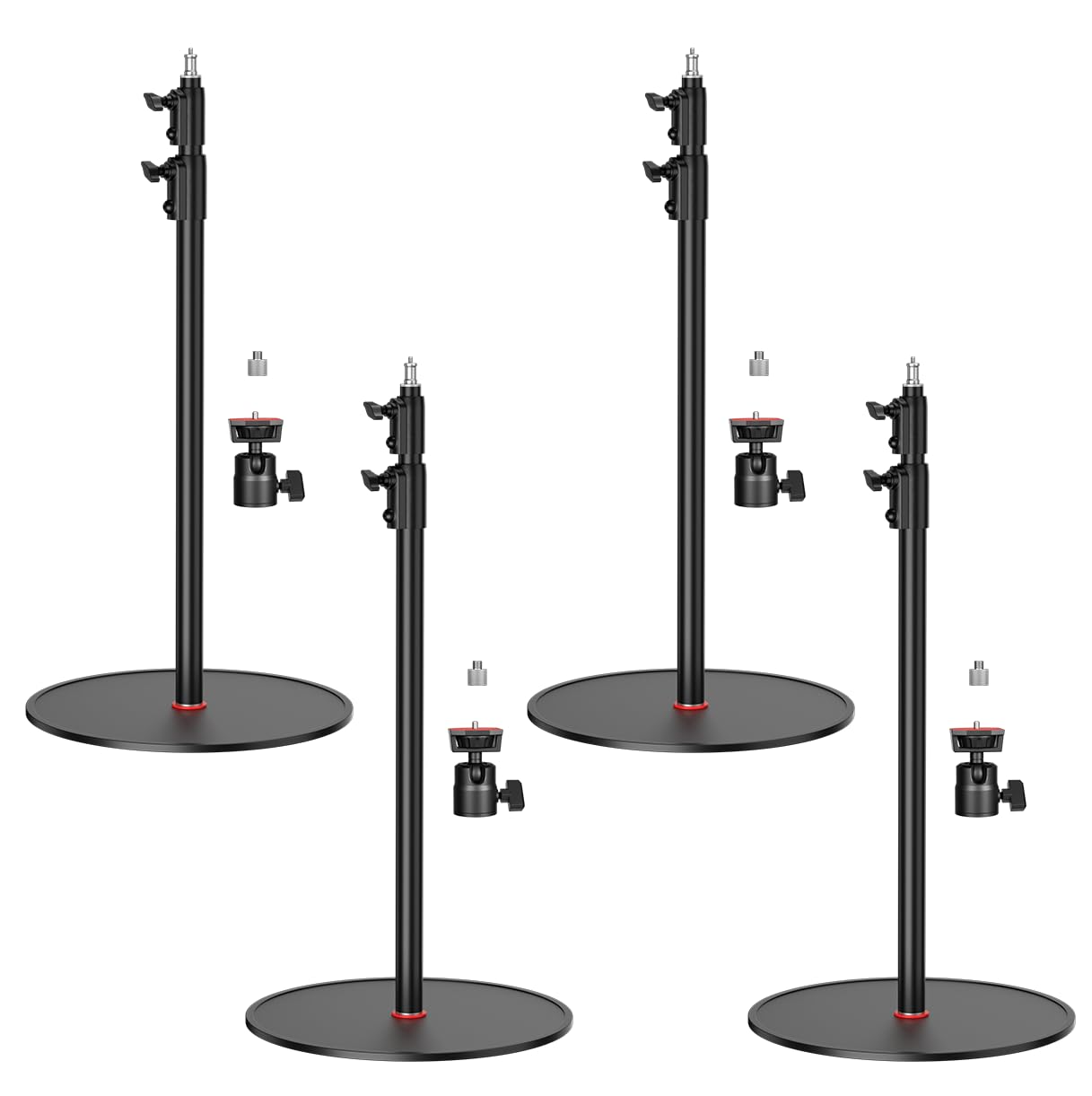 EMART Round Base Light Stand, 79" Heavy Duty Monopod for Camera, Lights, Webcam, Live Streaming, Vlogging, 22 LBS Payload, 4 Pack
