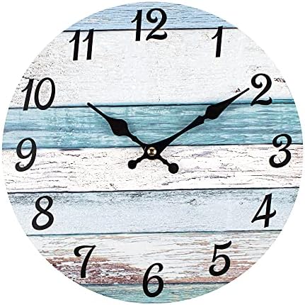 Homotte Wall Clock, 10 Inch Battery Operated Clocks Living Room Decor, Silent Non-Ticking Vintage Wall Clock, Round Country Retro Rustic Style Wall Clock for Christmas Home Bedroom Office