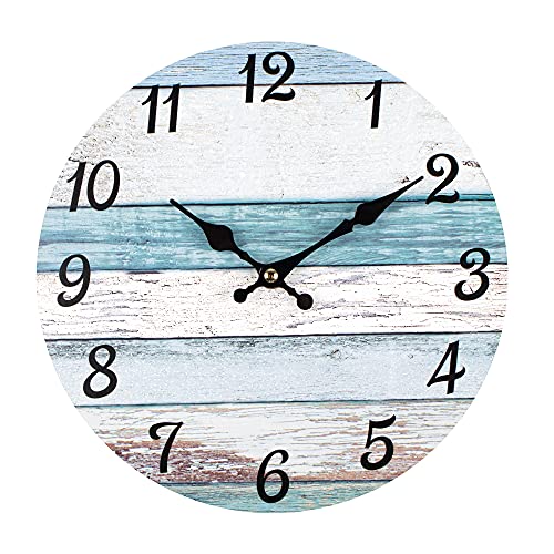 Homotte Wall Clock, 10 Inch Battery Operated Clocks Living Room Decor, Silent Non-Ticking Vintage Wall Clock, Round Country Retro Rustic Style Wall Clock for Christmas Home Bedroom Office
