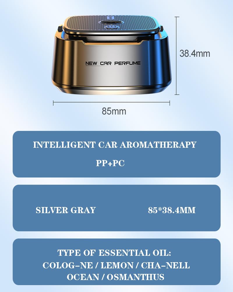 Ambientadores inteligentes para coche, 3 modos ajustables, aromaterapia inteligente para coche, difusor recargable por USB (5 aceites esenciales de 15 ml, diferentes olores/por botella)