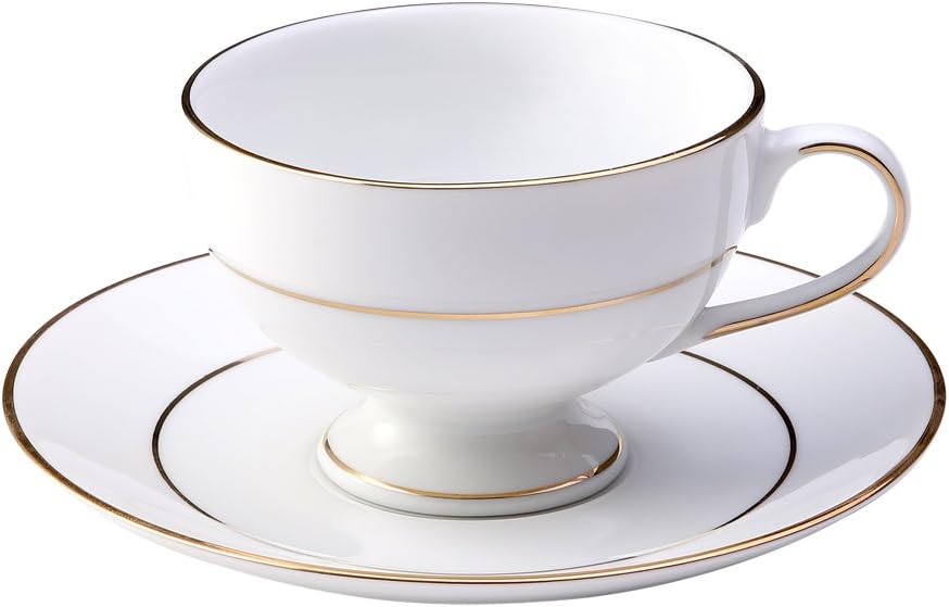 Hitkari Potteries -12222 GL Cup & Saucer Set of 12pcs for 6| for Morning & Evening Tea | Material: Porcelain |12 -Pieces, White