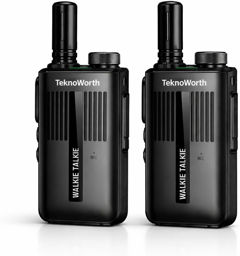 TeknoWorth Portable Wireless Communication Device Long Range Group Coordination Tool with VOX Hands-Free Type-C Fast Charging Easy Pairing Durable ABS Body Long Battery Life for Outdoor Use