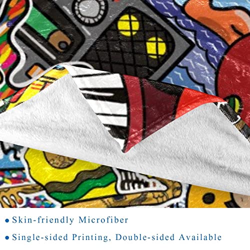 Couverture microfibre Music Doodle : plaid de qualité supérieure lavable et durable