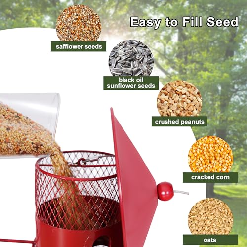 Hanging Wild Bird Feeders for Outdoors, Squirrel Proof, Large Capacity Outside Bird Feeder with 4 Water Cups, 6 Feeding Ports & Perch, Strong Metal, Attract Birds, Easy to Clean, Good for Bird Lovers by VECELO - Used condition - Image 2
