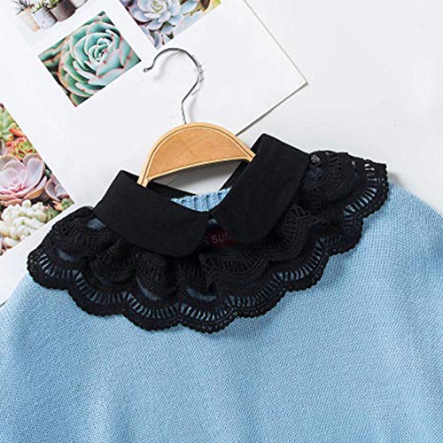 WOOAI Niedliche Gef?lschte Kragen Chiffon Kleidung dekorative abnehmbare Revers Choker Halskette falsche Kragen wei? / schwarz Farbe Spitze Gef?lschte Kragen Cover