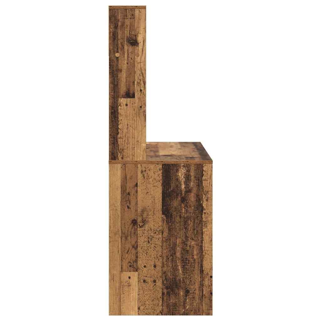 Escritorio con estante de madera vieja 91 x 50 x 149 cm mesa de escritorio de oficina de madera de ingeniería estación de trabajo para oficina sala de estar dormitorio fácil montaje