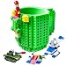 BOMENNE Build-on Brick Mug,Novelty Creative Compatible with LEGO DIY building Blocks Coffee Cup with bricks,is unique Christmas gift Idea (Green)