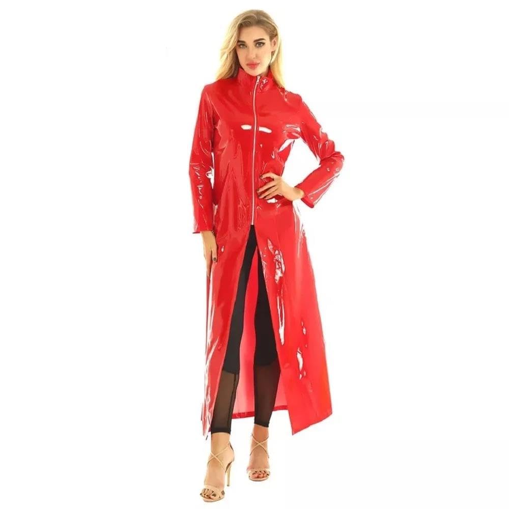 Lencería Sexy Mujer Vestido Maxi De Manga Larga Vestidos Largos con Cremallera Frontal
