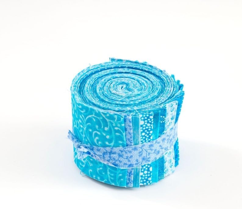 18 Strips/It's All Turquoise Jelly Roll 2.5 inch pre-Cut /100% Cotton Fabric Quilt