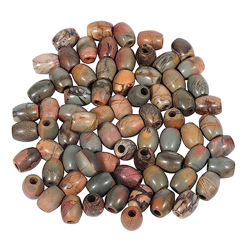 mookaitedecor 30pcs 16mm Natural Barrel Picasso Jasper Large Hole Gemstone Beads for Jewellery Making Oval Loose Healing Crystal Stone Beads for Crafting European Bracelet Macrame DIY Projects