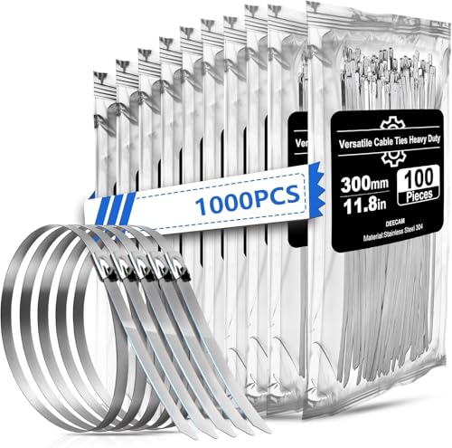 Image of Deecam Stainless Steel Cable Ties 4.6×300mm Metal Cable Tie 1000 Pcs