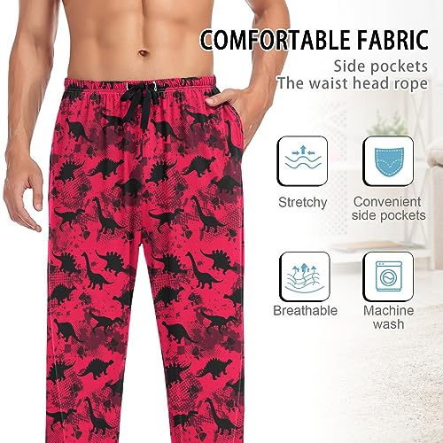 Unisex Pajama Set Dinosaurs Red Family Matching Long Sleeve 2 Piece Sleep Lounge Set for Men & Women4