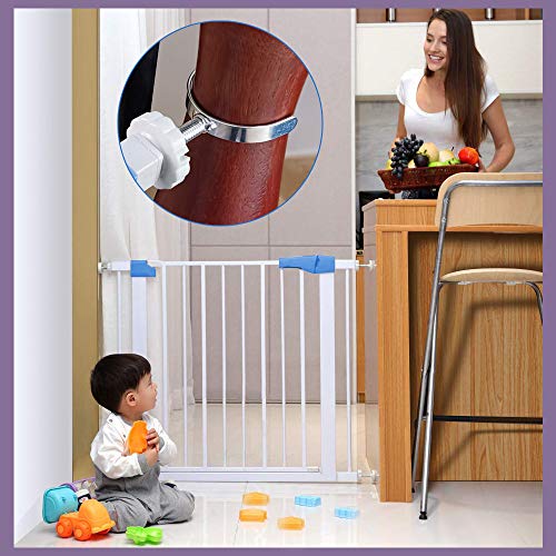 Image of Safe-O-Kid Safety Gate Clip U Shape Adaptor for Baby Safety Gate, Pressure Mounted Stair & Door Security Gate, Durable Wall Protector for Safety Rail, White, Pack of 1