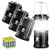 Etekcity 4 Pack LED Camping Lantern Portable Flashlight with 12 AA Batteries - Survival Kit for Emergency, Hurricane, Power Outage (Black, Collapsible) (CL10)