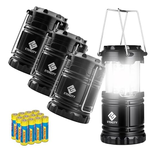 Etekcity LED Camping Lantern for Emergency Light Hurricane Supplies, Lanterns for Survival Kits Power Outages , Battery Powered Operated Lanterns Lamp, Camping Gear Accessories , 4 Pack