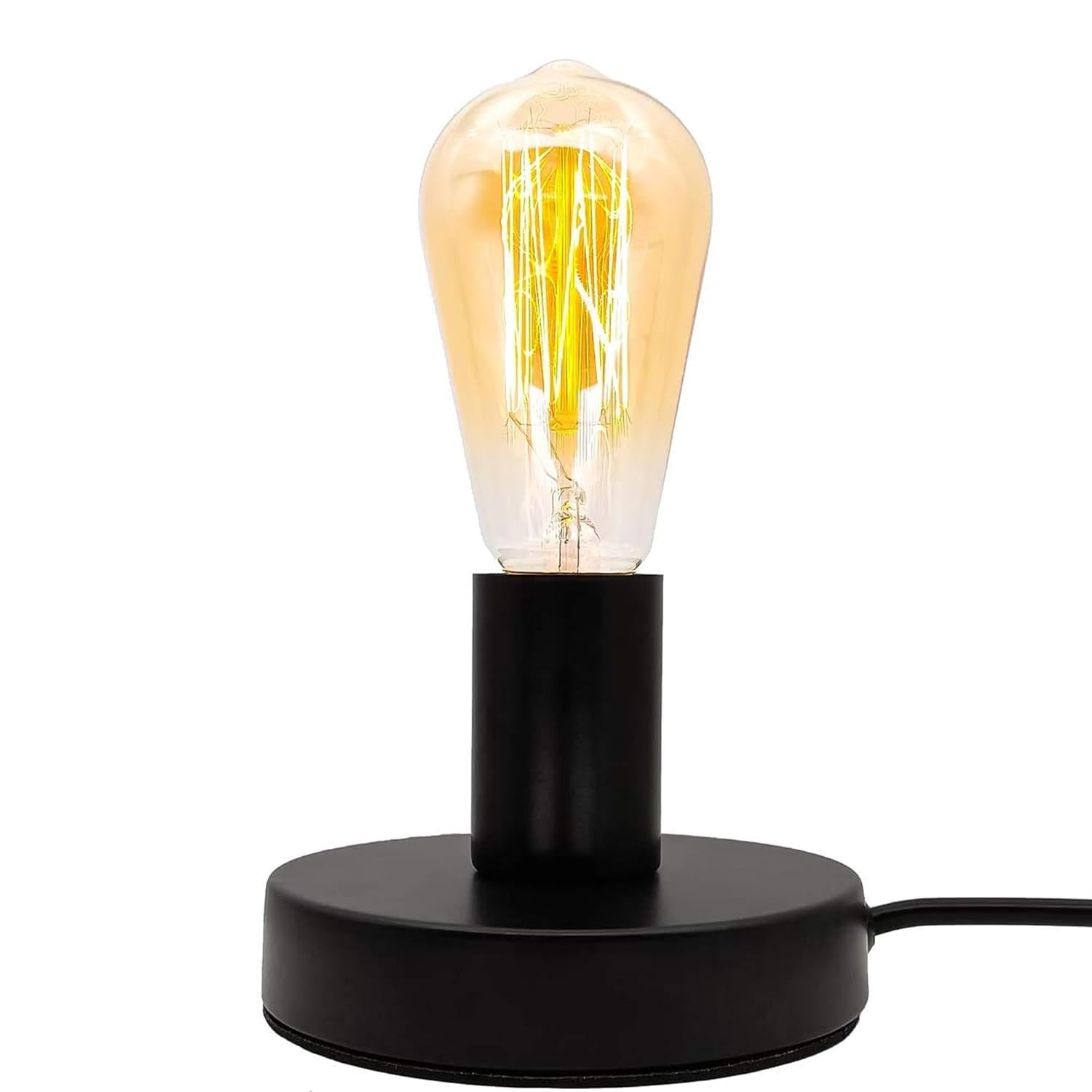 RSP Quality bit Vintage Edison Table Lamp, Black Metal Base, Industrial Desk Light with LED Filament Bulb-image-22