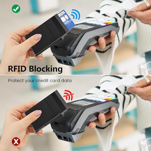 Small Slim Wallet Alloy Business Card Holder for Men, Pop Up Minimalist Metal Card Credit Wallet, RFID Blocking (Blue)4