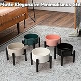 Futternapf Hund Erhöht Hundenapf Keramik - Fressnapf Hoch mit Edelstahlständer - Für Kleine und Mittelgroße Hunde - 15,5 cm Durchmesser - 850 ml - Grau