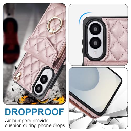MRRSIWEI for Galaxy S25 FE Wallet Case.Lanyard Rose Gold - image 3