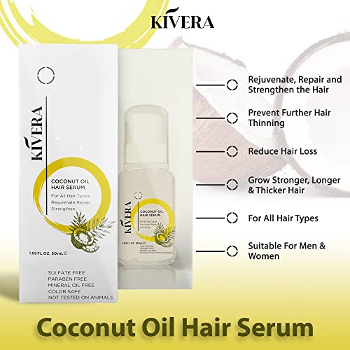 Coconut Oil Hair Serum - Hair Growth Serum For Rejuvenate & Strengthen Hair - Anti Frizz Hair Serum For Damaged Hair - Hair Oil Serum For Men & Women, 1 Pack #TOP3