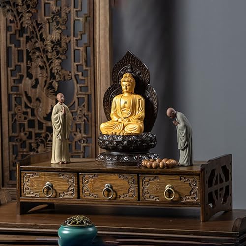 Table d'autel bouddhiste – Armoire de style zen avec tiroir pour culte à la maison