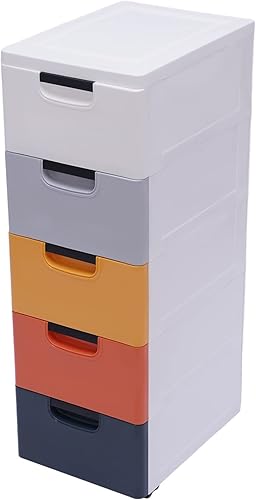 Miniatura 74 de Eapmic Cajones de plástico, armario de almacenamiento con 6 cajones, cajones de armario altos de pie, muebles de noche y mesa auxiliar para oficina,