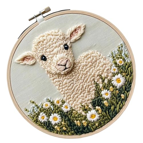 Juego de manualidades de empuje – Herramienta de gancho de costura con diseño de cordero, fuerte Creative Hobby Plus Stringer, resistente lana de marco textil manual, materiales de fabricación