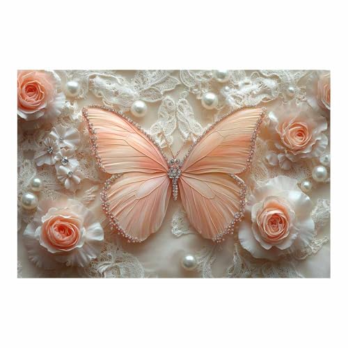 Impression sur toile animaux sauvages design papillon pêche pour créer un salon bohème chic chaleureux