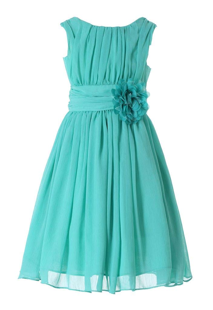 HAPPY ROSE Junior Bridesmaids Little Girls Elegant Ruffle Chiffon Summer Flowers Girls Dresses