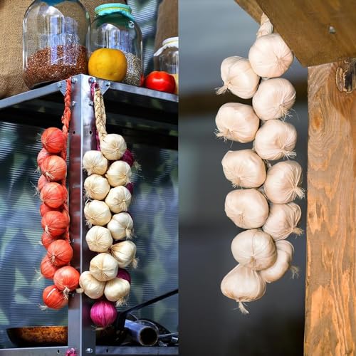 WSAMJIN 2 Stück Schaumstoff Knoblauch Strings, Künstliche Knoblauch, Simulation Knoblauch Künstliche Gemüse Hängen Deko für Home Küche Garten Inneneinrichtung Fotografie Requisiten