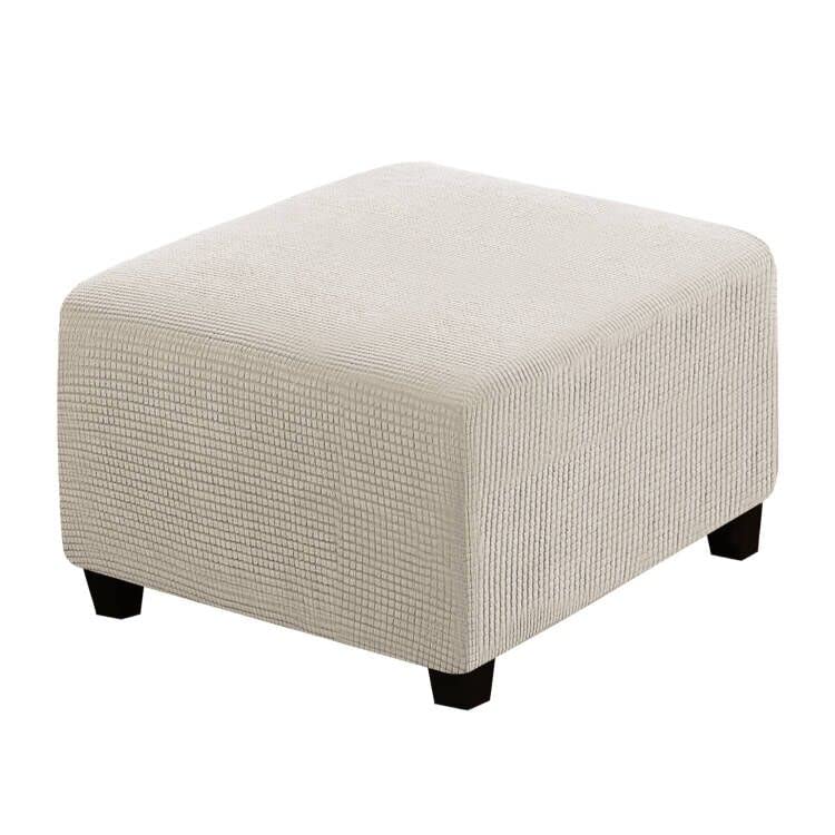 Image of H.VERSAILTEX Square Ottoman Covers Ottoman Slipcovers Folding Storage Stool Furniture Protector Form Fit with Elastic Bottom, Stretch High Spandex Small Checks Jacquard Fabric(Medium,Island Fossi)