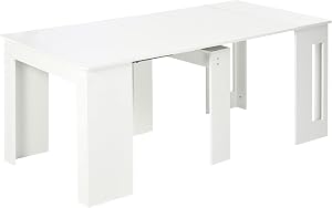 HOMCOM Mesa de Comedor Extensible para 4-6 Personas Mesa Consola con Alas Abatibles Mesa Auxiliar Multifuncional para Estudio Cocina Carga 60 kg 180x85x75 cm Blanco
