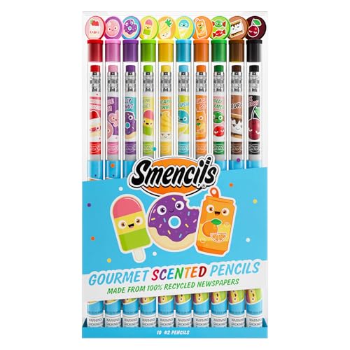 Smencils - Patented Gourmet Scented Graphite HB #2 Pencils Made from Recycled Newspapers 10 Count Gifts for Kids School Supplies
