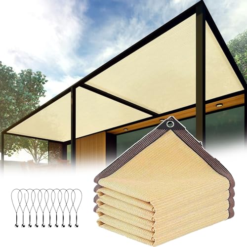 Cubierta de sombra beige de 13x19 pies para patio e invernadero de malla
