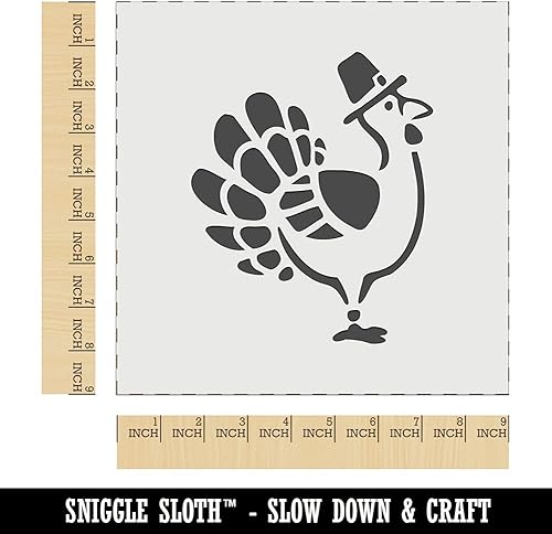 Miniatura 10 de Plantilla reutilizable de dibujos animados de Acción de Gracias de pavo con sombrero de peregrino, galletas de pared, manualidades, 5.5 pulgadas