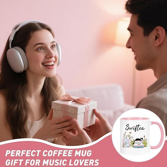 Funny Coffee Mug Swiftea Album Coffee Mug Gift for Singer Fans Womens Girls 11oz White and Pink Double Sided - Image 6