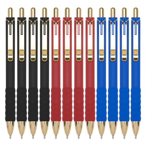 Image of Linbsunne Ballpoint Pens Medium Point 1mm Pen with Super Soft Grip Ball Point Pen for Men Women Retractable Pens (Blue Ink+Black Ink+Red Ink)
