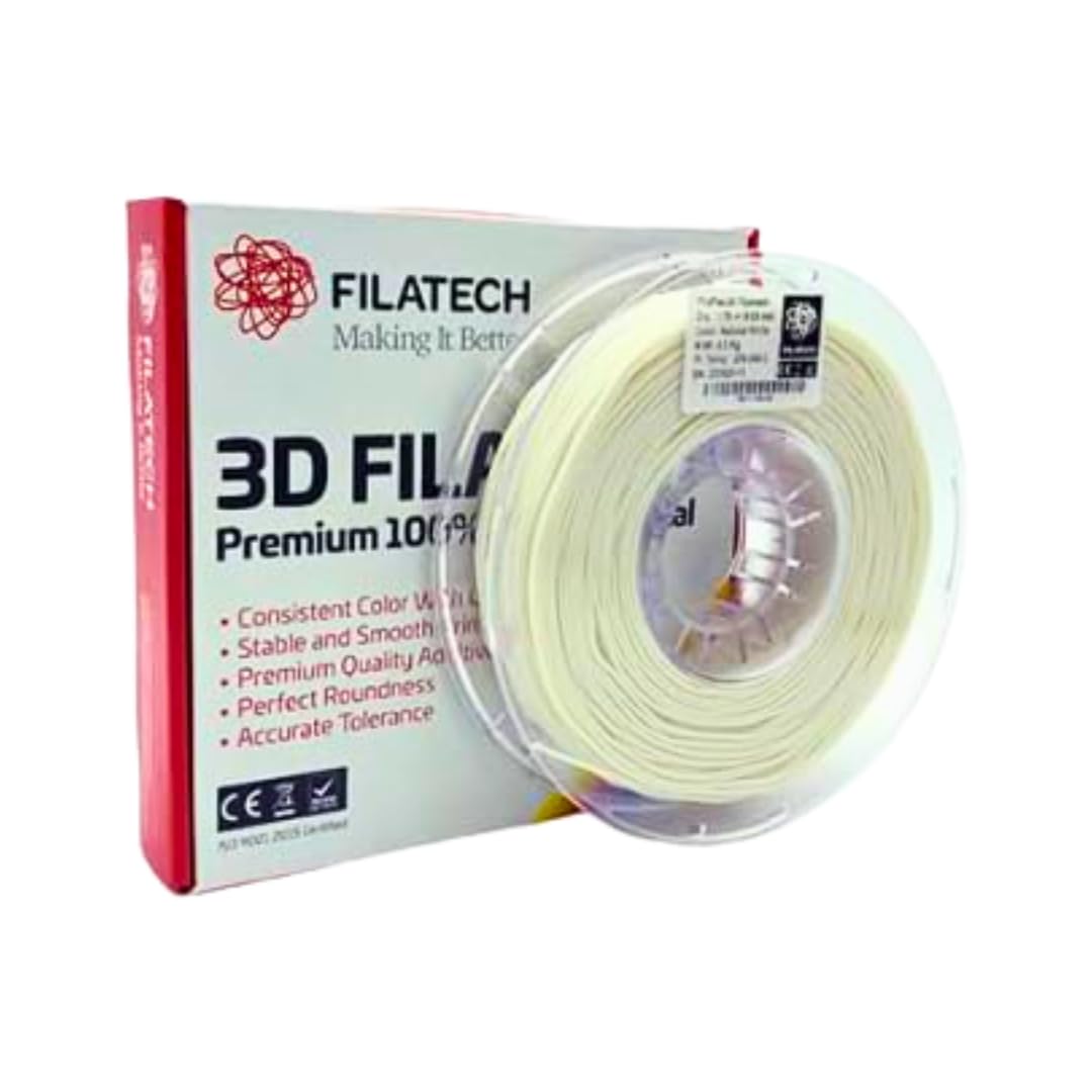 Filatech Flexible 3D Printer Filament, FilaFlexible30, TPU-Based, 1.75mm ±0.03mm, 0.5kg Spool, Natural White – 30 Shore D Hardness, High Flexibility, Made in UAE