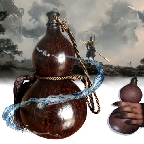 POSSHE Gourd Water Bottle Wukong Game Decor 23oz/750ML Big Water Bottle Game Wukong Cosplay Props with Tassel Rope for Hip Nature Gourd for Decorating