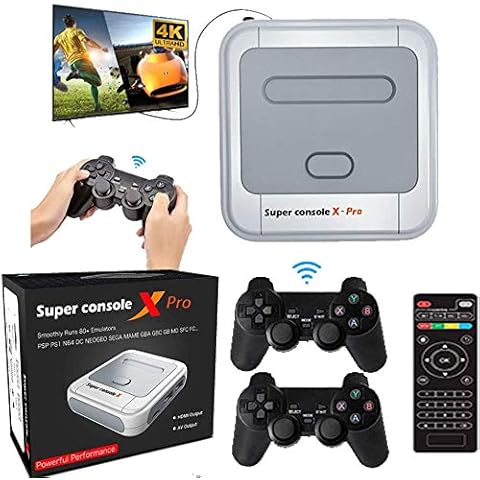 XIXIMENG Super Console X PRO 256G Video Game Console Built in 50000+ Games,2 Gamepads,Game Consoles for 4K TV Support HD Output,Support 5 Players,LAN/WiFi,Gifts Cover